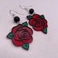 Red Rose dangle earrings | flower, pastel goth, kitschy, cute, Valentine's, Love | WHOLESALE