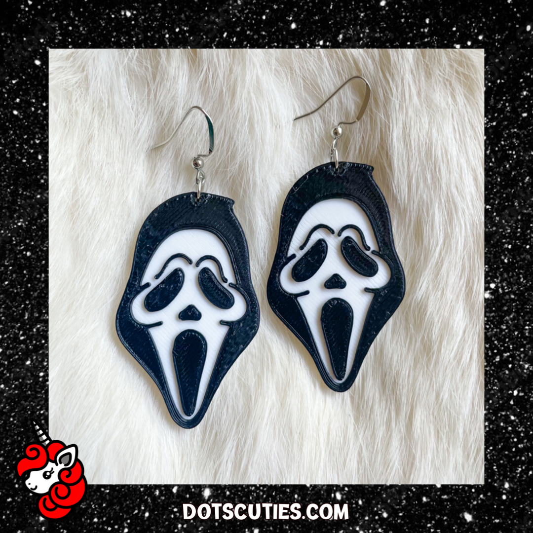 Scream Mask dangle earrings | October, spooky, scary, occult, goth, Halloween, Horror