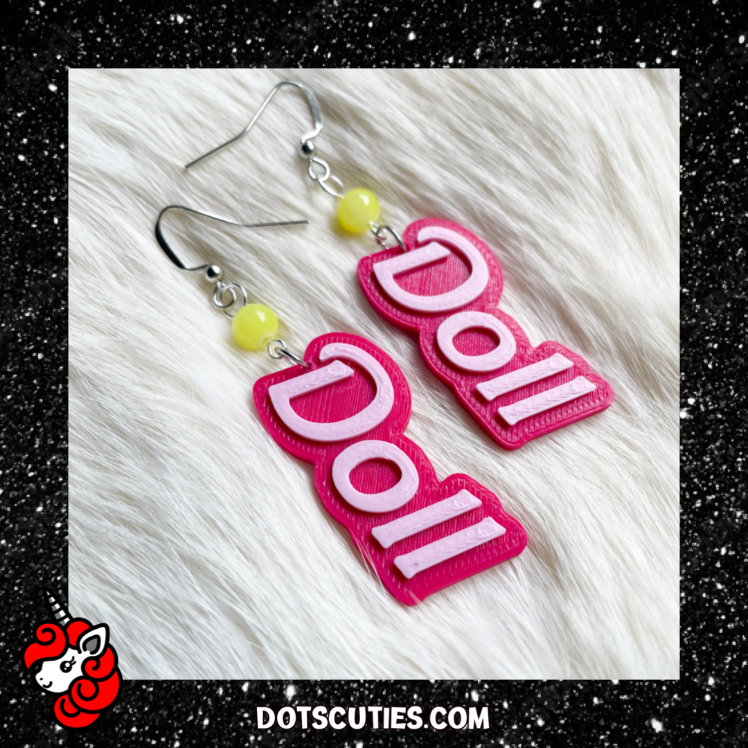 Hot Pink Doll dangle earrings | cute, Barbiecore, pastel goth, bimbo
