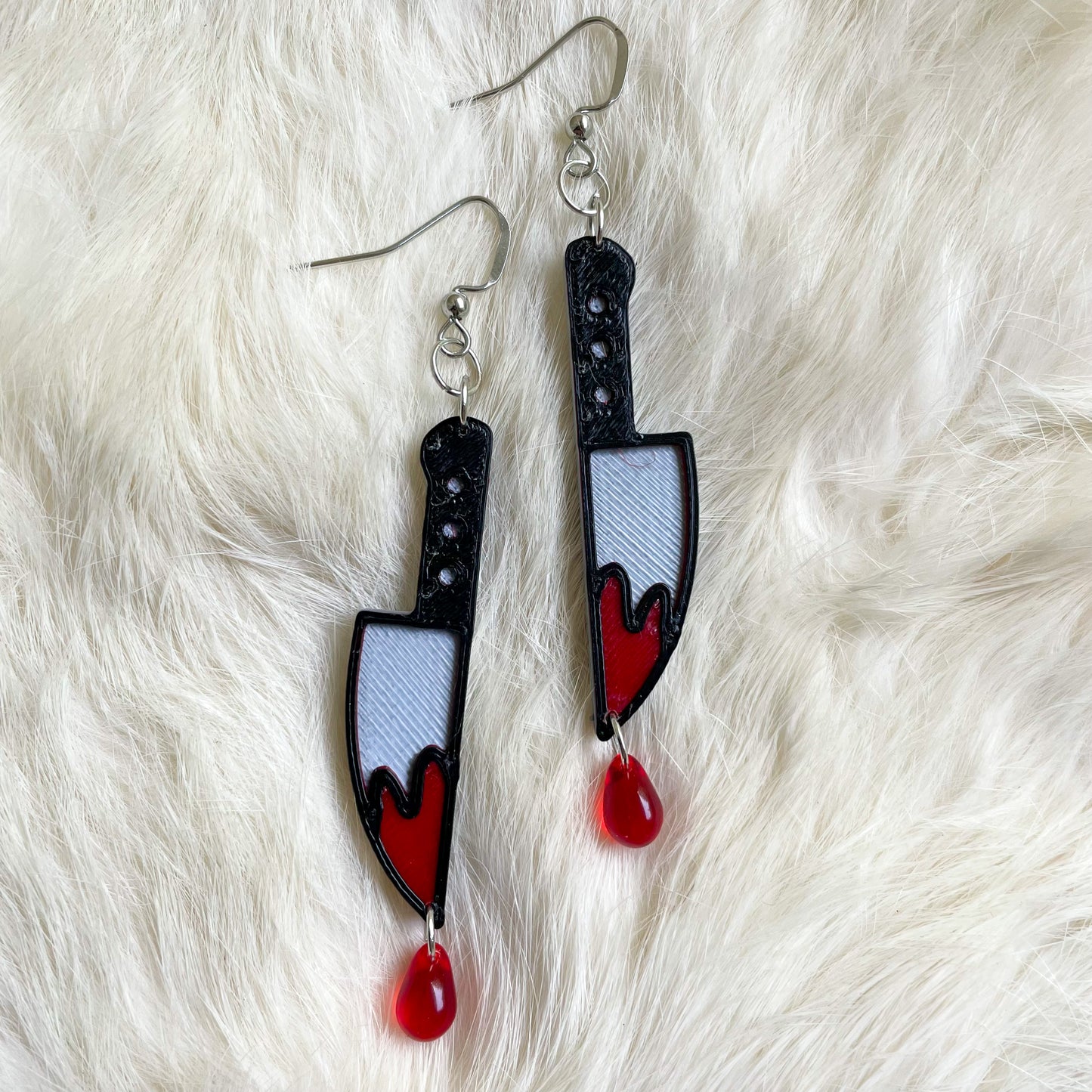 Dripping Bloody Knife dangle earrings | October, spooky, scary, occult, goth, Horror, Halloween