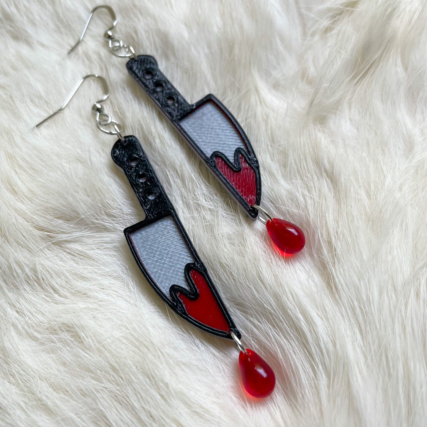 Dripping Bloody Knife dangle earrings | October, spooky, scary, occult, goth, Horror, Halloween