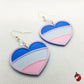 Glitter heart Trans Pride flag dangle earrings  | pink, blue, glitter, cute, Pride, LGBTQIA+ | WHOLESALE