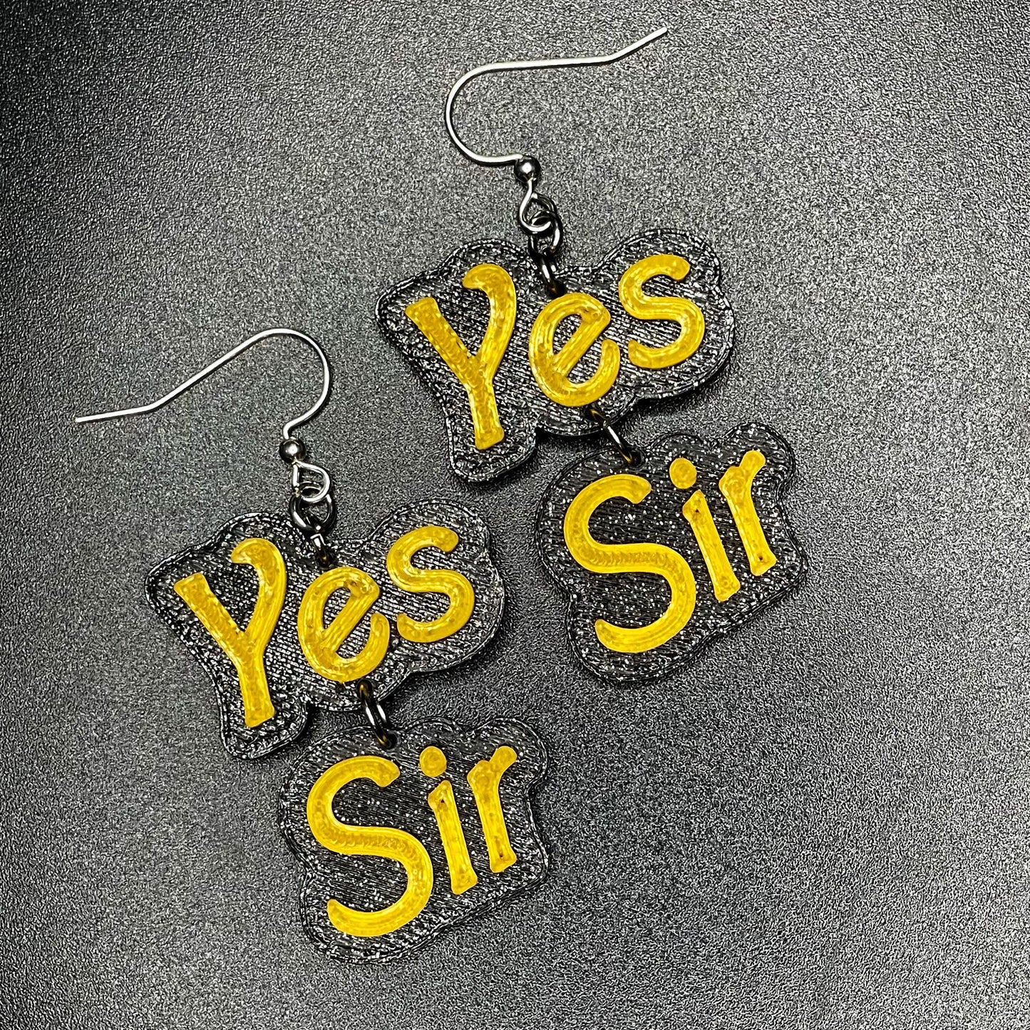 Yes Sir two piece dangle earrings | kink, BDSM, goth | WHOLESALE