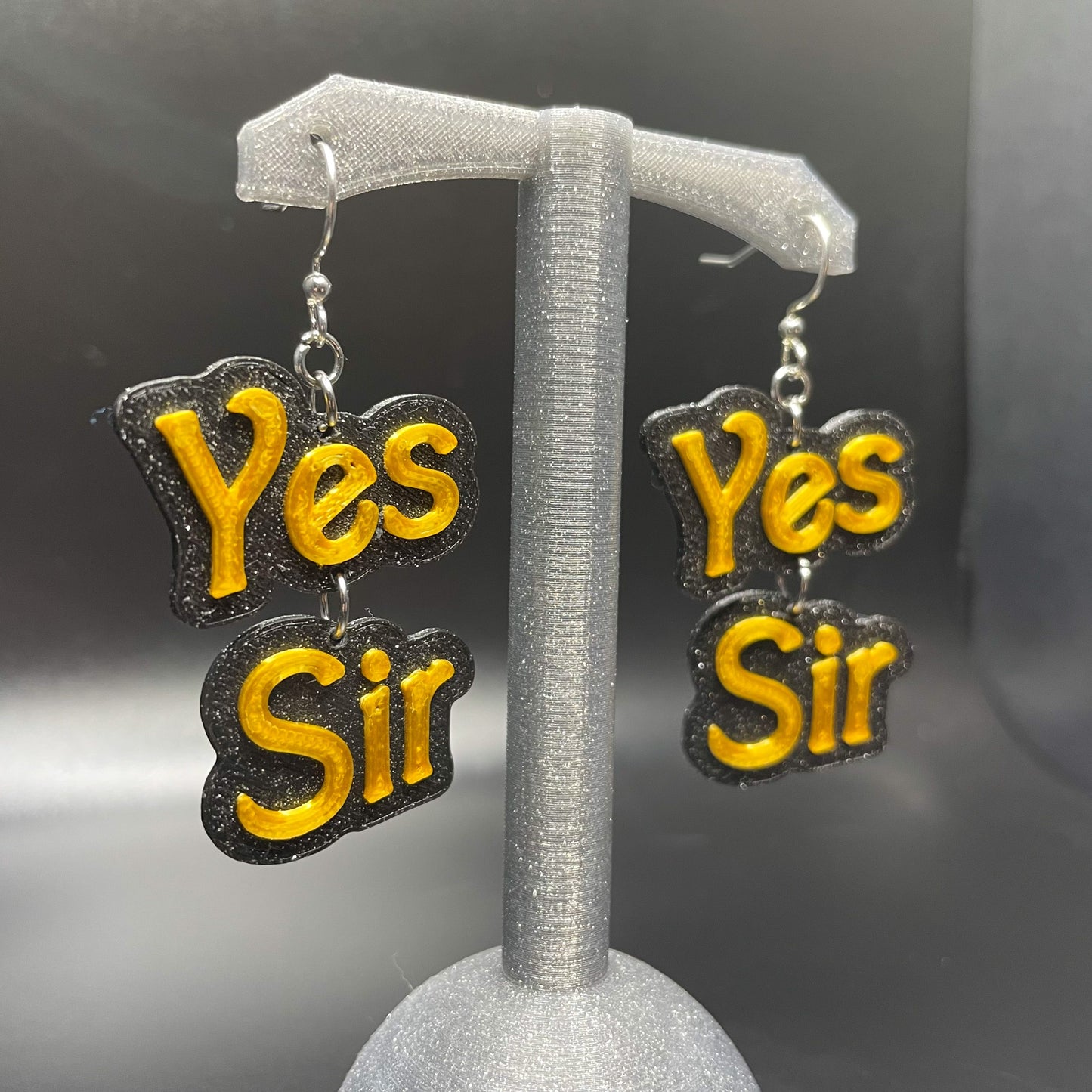 Yes Sir two piece dangle earrings | kink, BDSM, goth | WHOLESALE