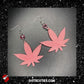 Glitter Pink cannabis leaf dangle earrings| kitschy, pot leaf, mary jane, marijuana, weed, 420 | WHOLESALE