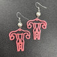 Pink Glitter Uterus dangle earrings | femme, woman, medical, feminist | WHOLESALE