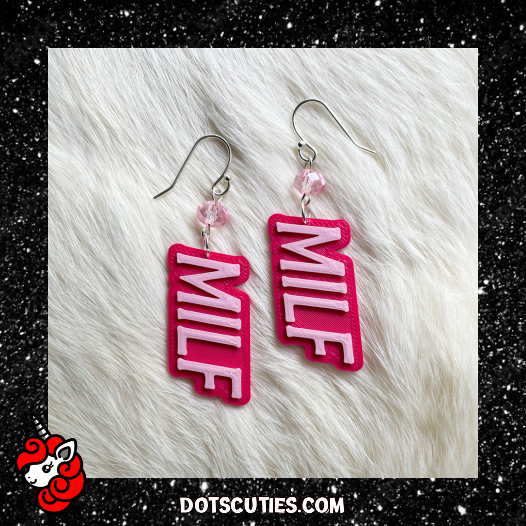 MILF dangle earrings | pink, bimbocore, pastel goth, cute, bitchcore, kitschy, barbiecore | WHOLESALE