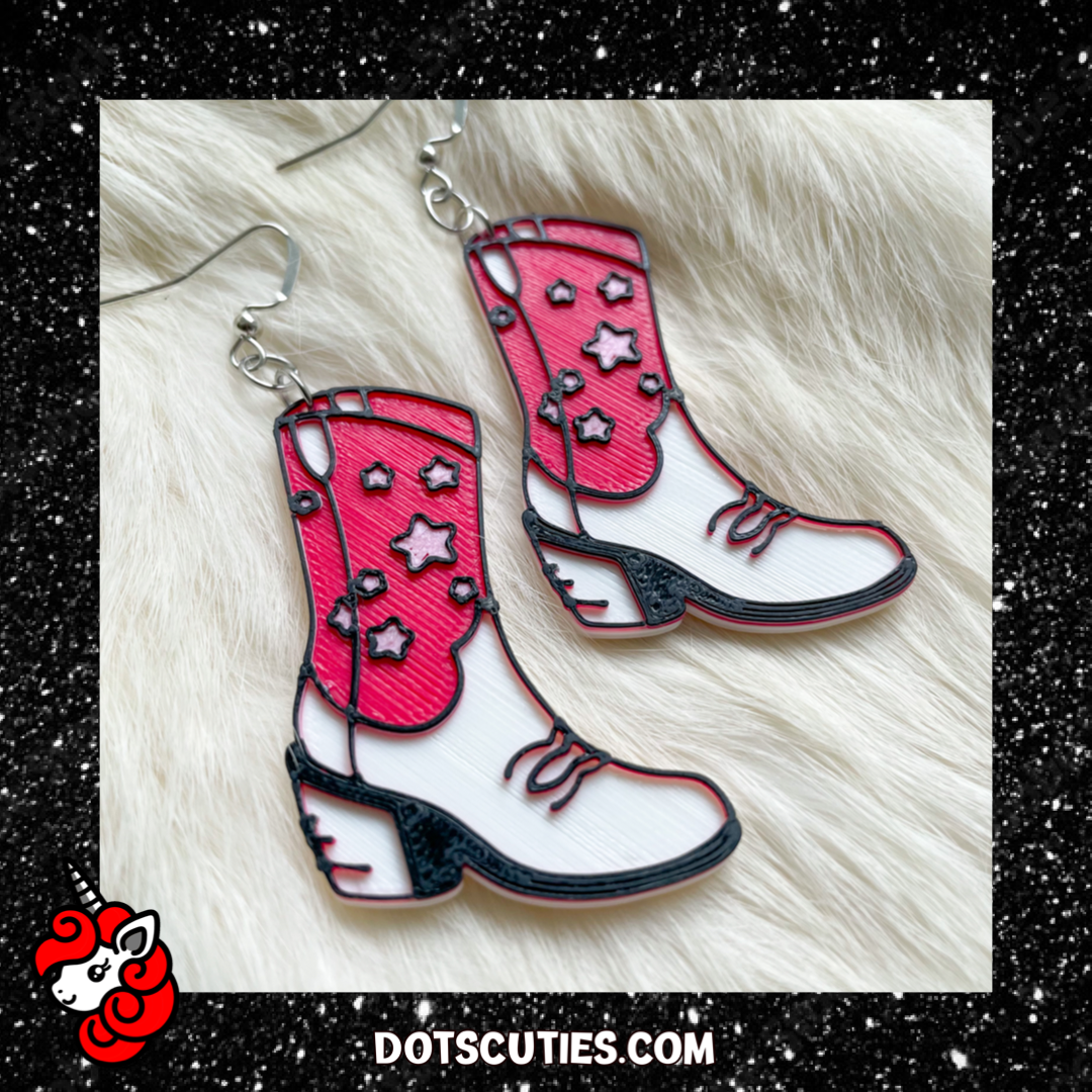Pink Star Cowboy Boot Dangle Earrings | cute, western, cowgirl fashion, Barbiecore | WHOLESALE