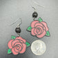 Pink Glitter Rose dangle earrings | flower, pastel goth, kitschy, cute | WHOLESALE