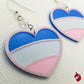 glitter heart Trans Pride flag dangle earrings  | pink, blue, glitter, cute, Pride, LGBTQIA+