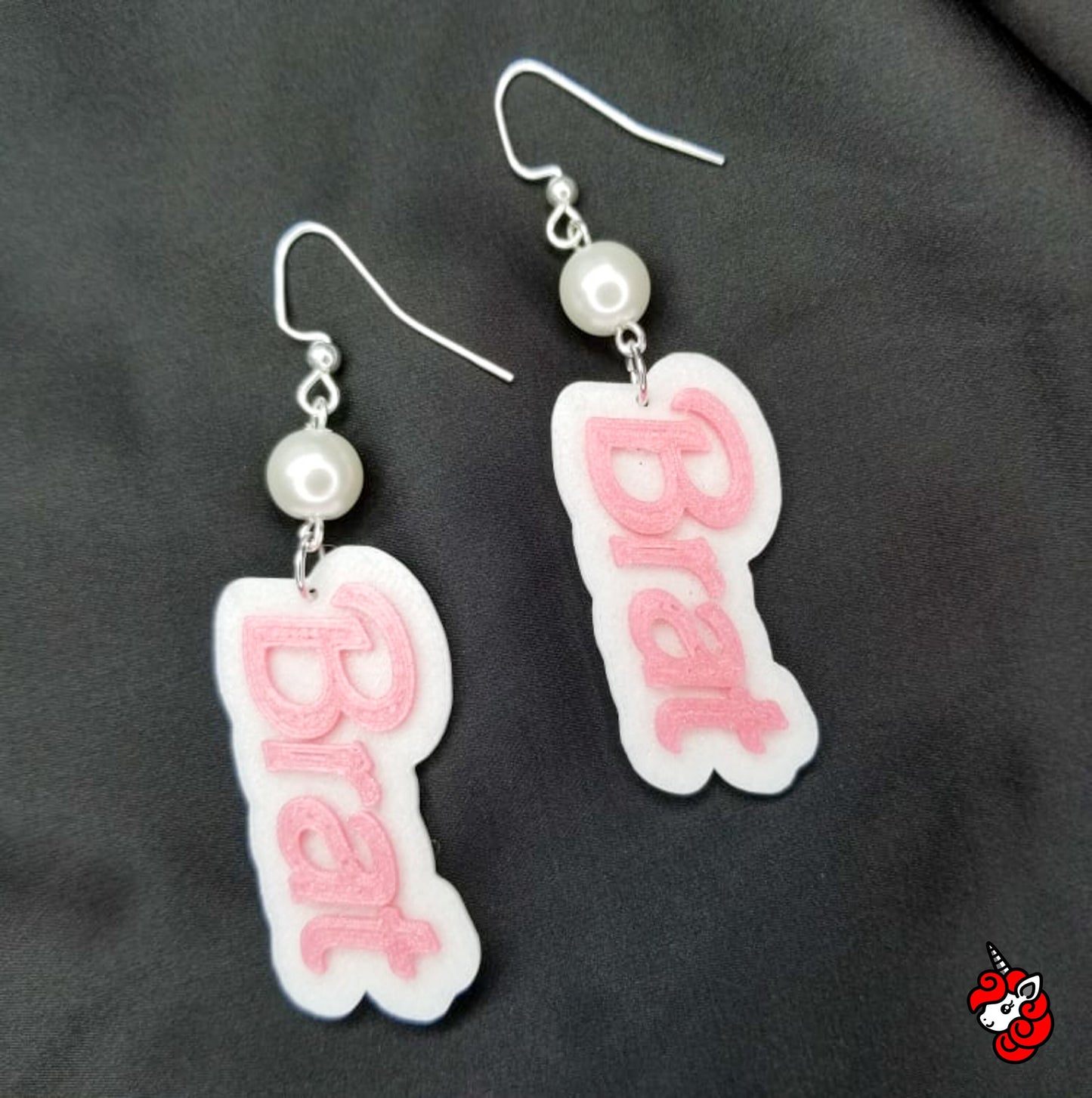 BRAT dangle earrings | pink, bimbocore, pastel goth, cute, kitschy