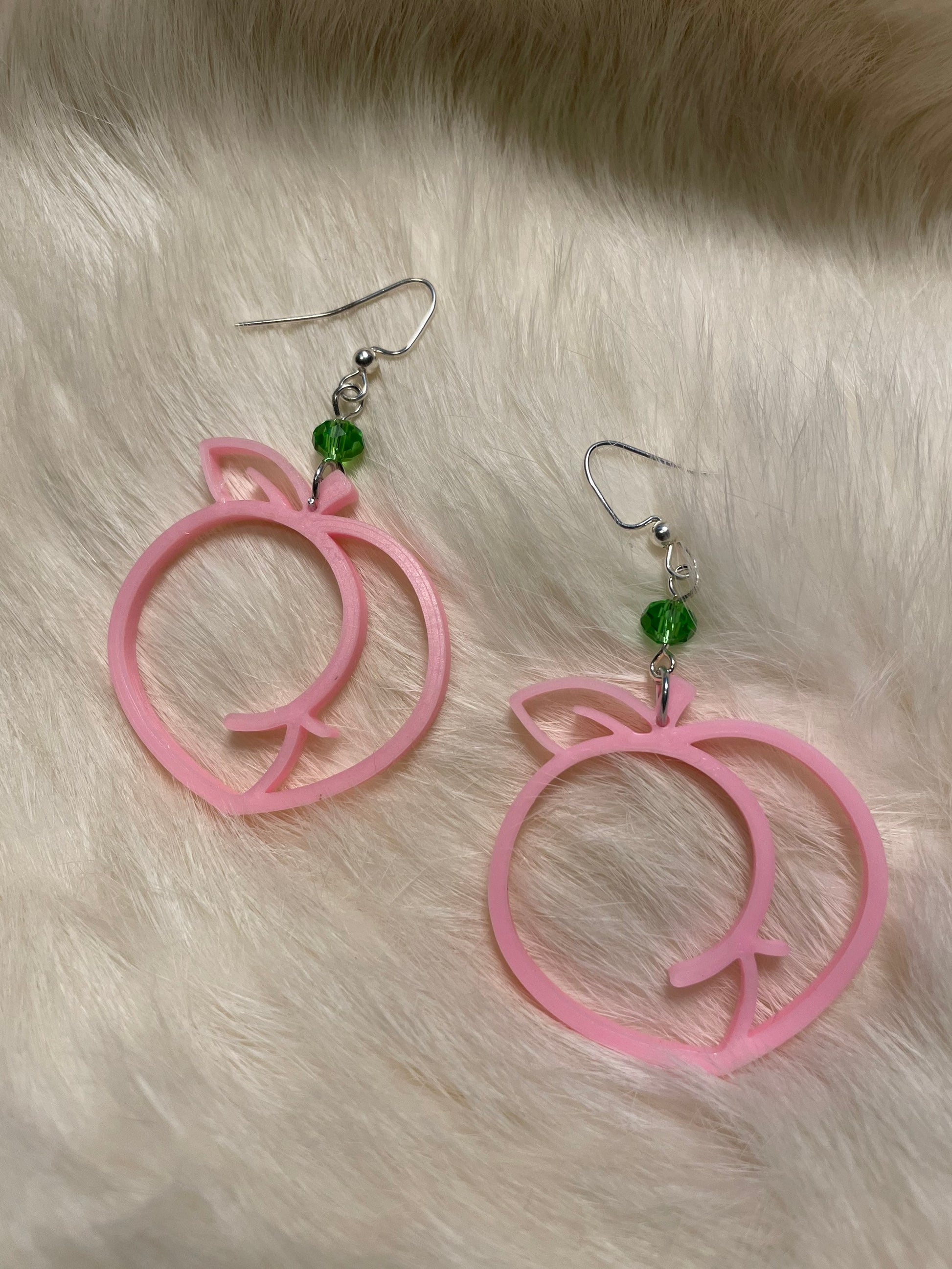 Pink Peach Butt Dangle Earrings | Cute, Fruit, Ass, Femme, Kawaii Stainless Steel Hook