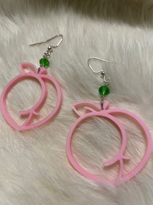 pink peach butt dangle earrings | cute, fruit, a$$, femme, kawaii, kitschy