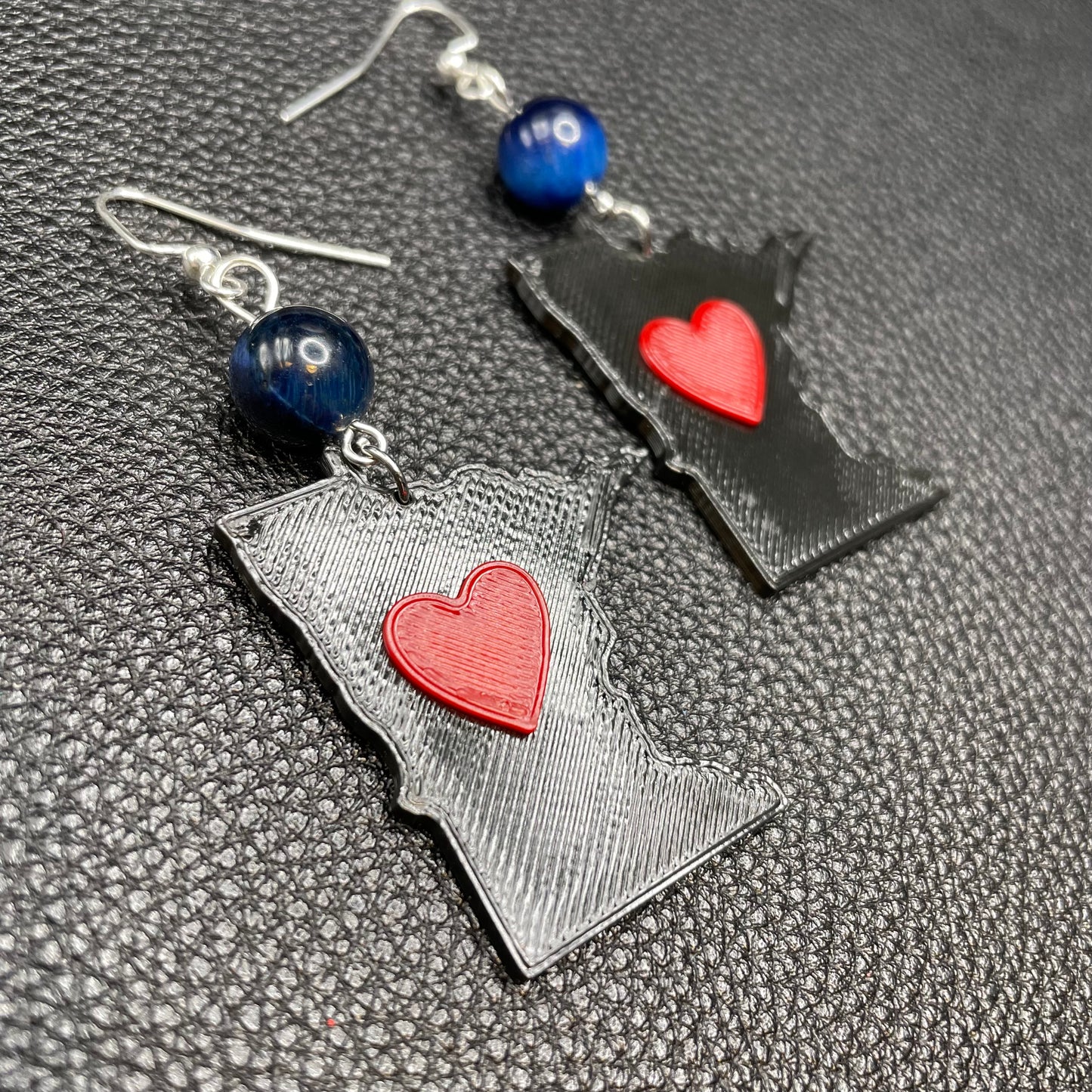 black and red Minnesota Heart dangle earrings | gift, state, love