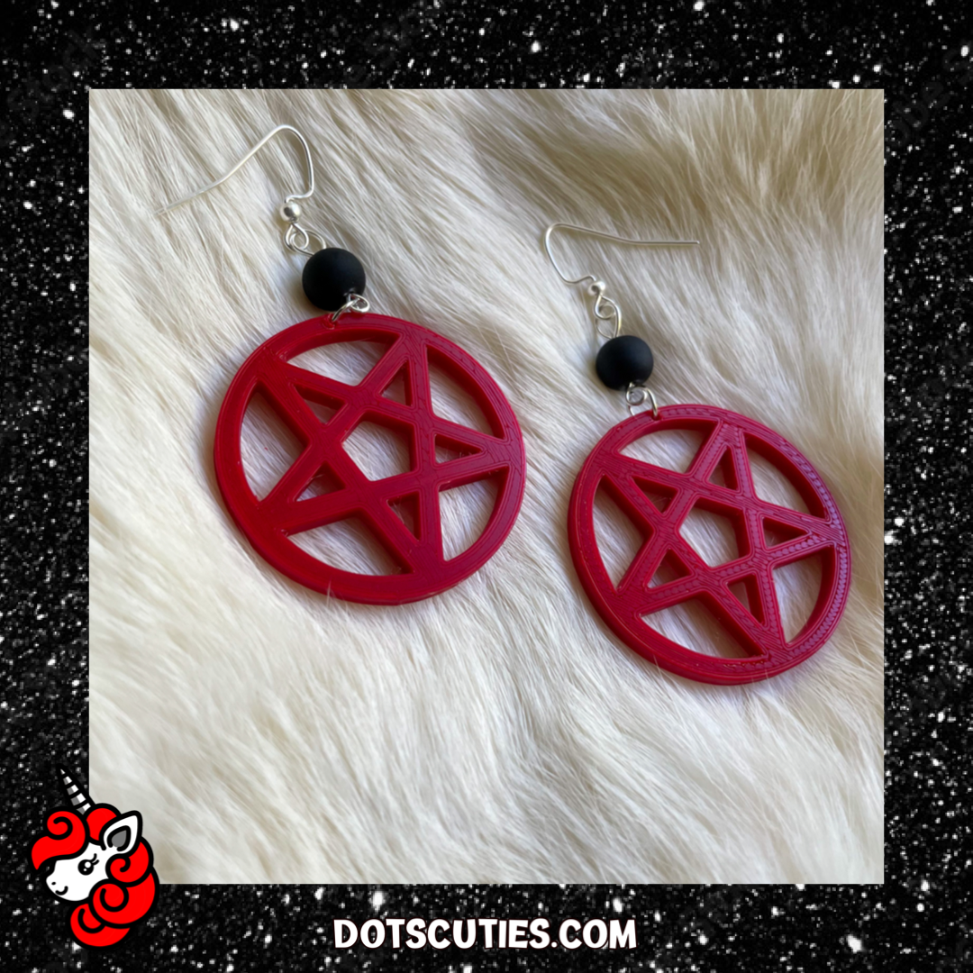 Red Pentagram earrings Satanic Witch | Halloween, goth, pastel goth, cute, kitschy