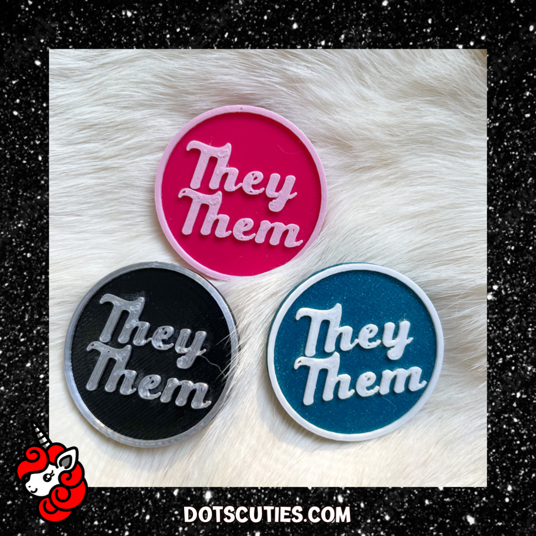 They/Them Black and Silver Pronoun Pin | lgbtqi+, lapel pin