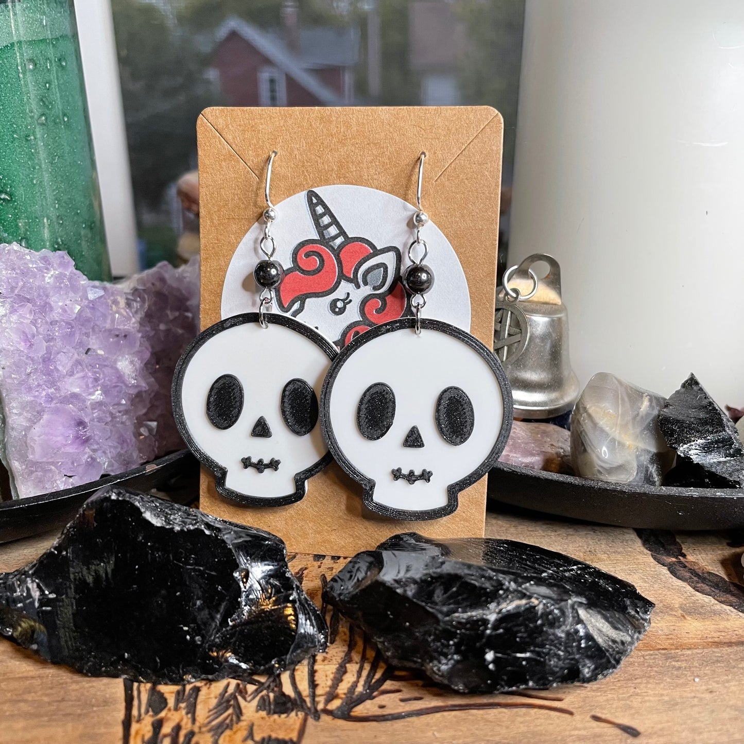 Cute Skull Dangle Earrings | goth, Halloween, kawaii, pastel goth, kitschy