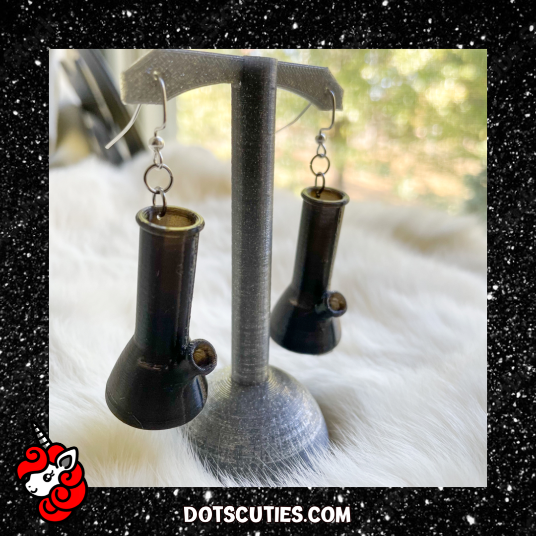 Bong Water Pipe dangle earrings| kitschy, pot leaf, mary jane, marijuana, weed, 420