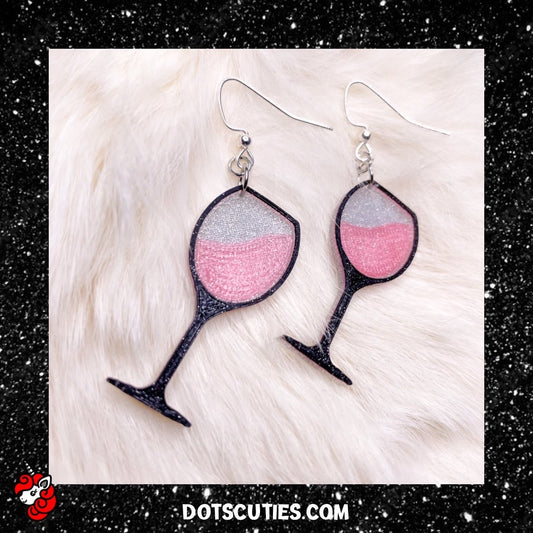 Rosé All Day Wine dangle earrings