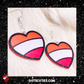 glitter heart Lesbian Pride flag dangle earrings  | pink, blue, purple, glitter, cute, Pride, LGBTQIA+
