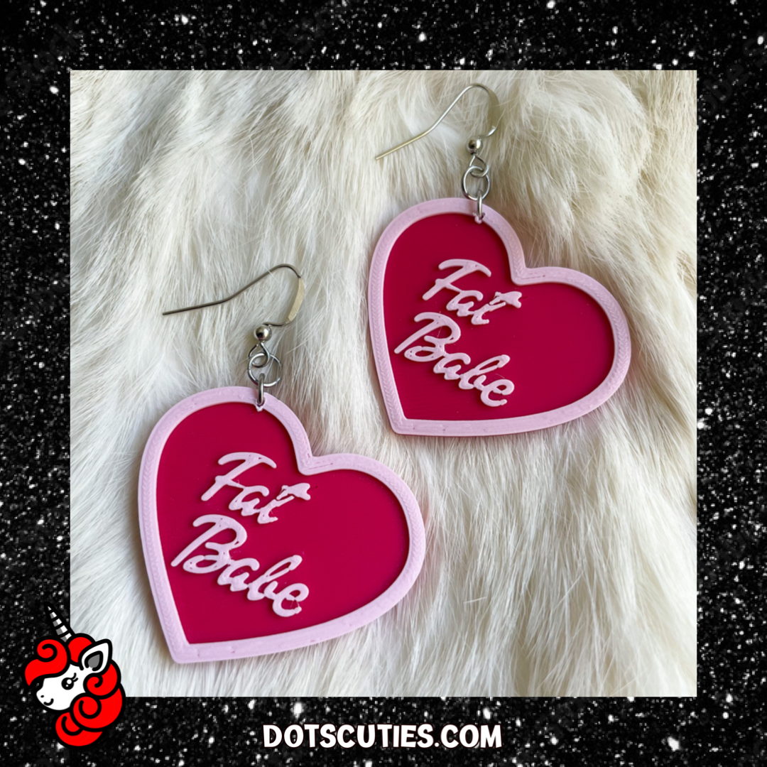 Pink Fat Babe dangle earrings | cute, kawaii, pastel goth, body positivity