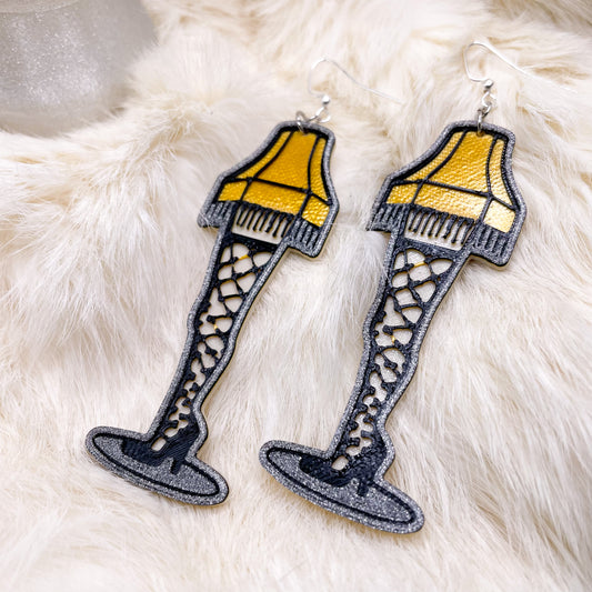 Major Award Fragile Leg Lamp dangle earrings | Christmas, holiday, glitter, funny