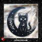 Glitter black Glow in the Dark Cat Moon Wall Art | pastel goth, cottagecore, witch