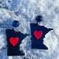 black and red Minnesota Heart dangle earrings | gift, state, love