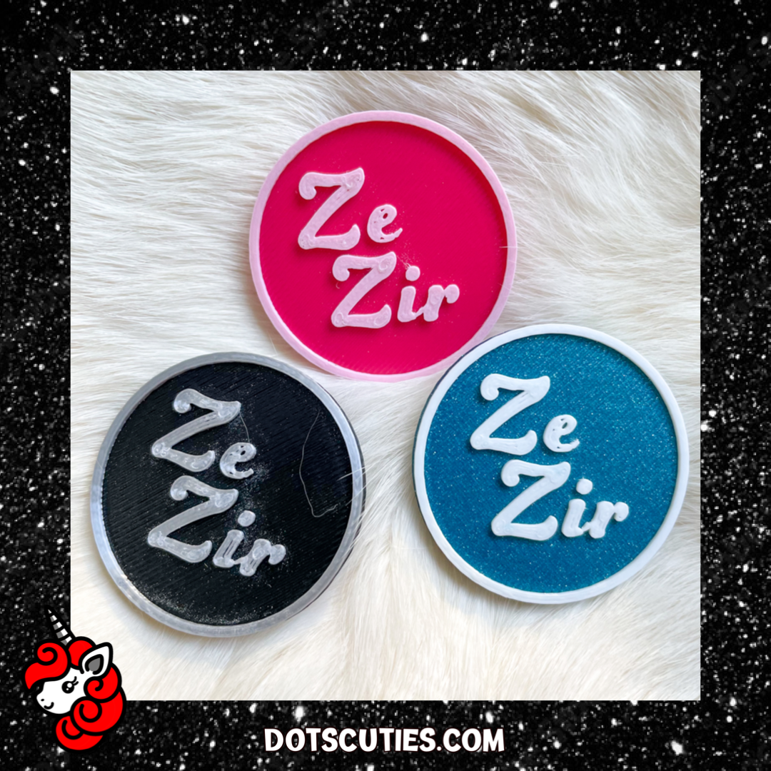 Ze/Zir Pink Pronoun Pin | lgbtqi+, lapel pin
