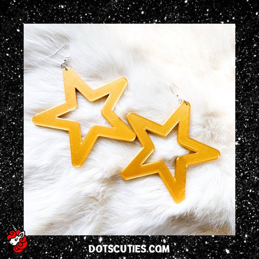 Large Gold Star Dangle Earrings | cute, funky, kitschy, kawaii
