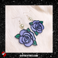 Lavender Periwinkle Glitter Rose dangle earrings | flower, pastel goth, kitschy, cute, purple